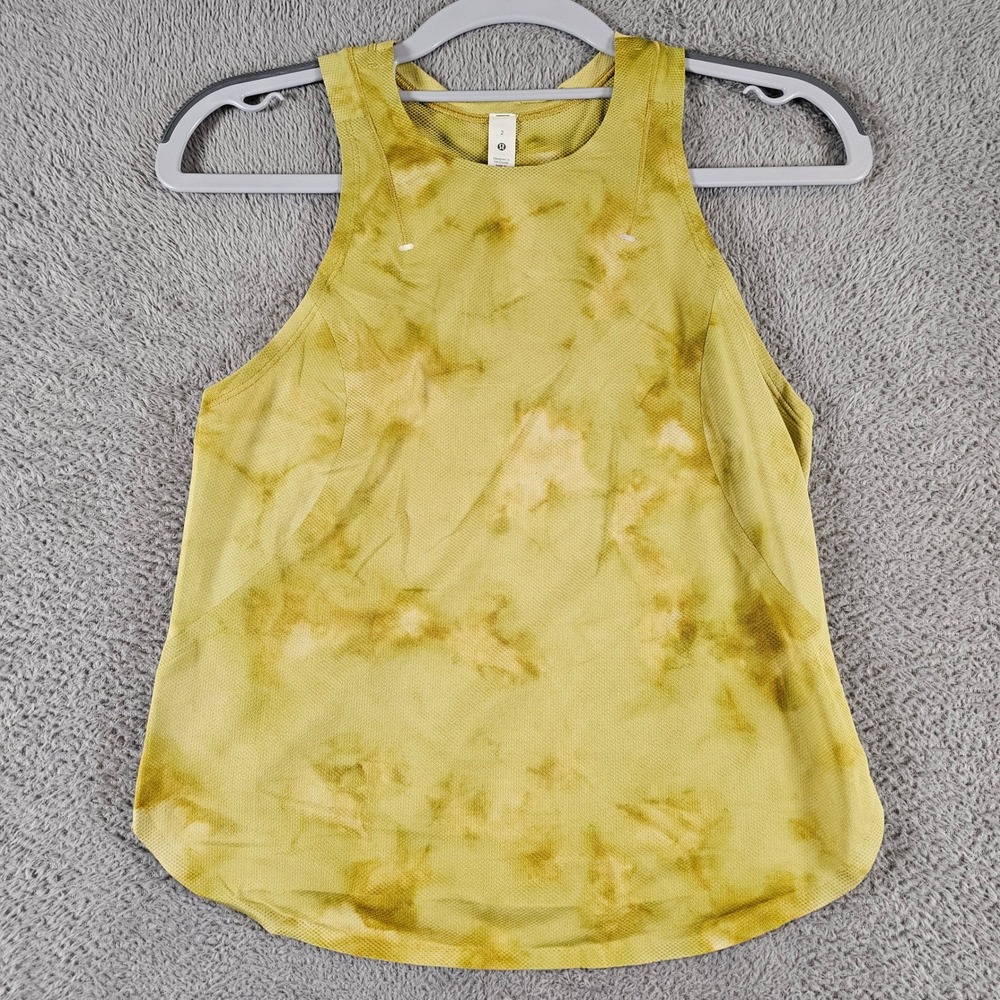 Lululemon Swiftly Tech Racerback Tank Top 2.0 Yellow Tan Tie Dye Size 2